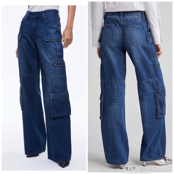 Alice + Olivia CAY BAGGY DENIM CARGO in Love Train - Picture 2 of 11